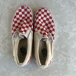 Vans Slip-On Red And White Checkered Skate Shoes